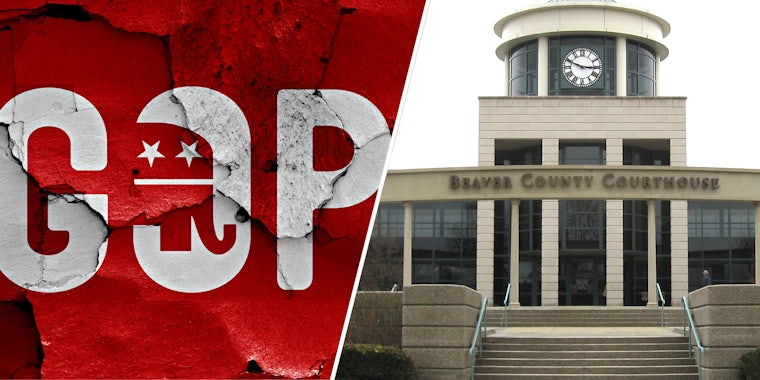 GOP logo(l), Beaver Country Courthouse