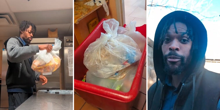 Unhoused hotel worker has to hide food in garbage for later since he’s not allowed to take it with him