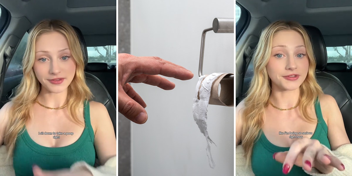 Woman breaks up with her boyfriend over toilet paper argument.