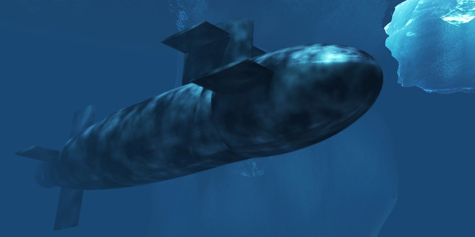 Submarine beneath polar ice