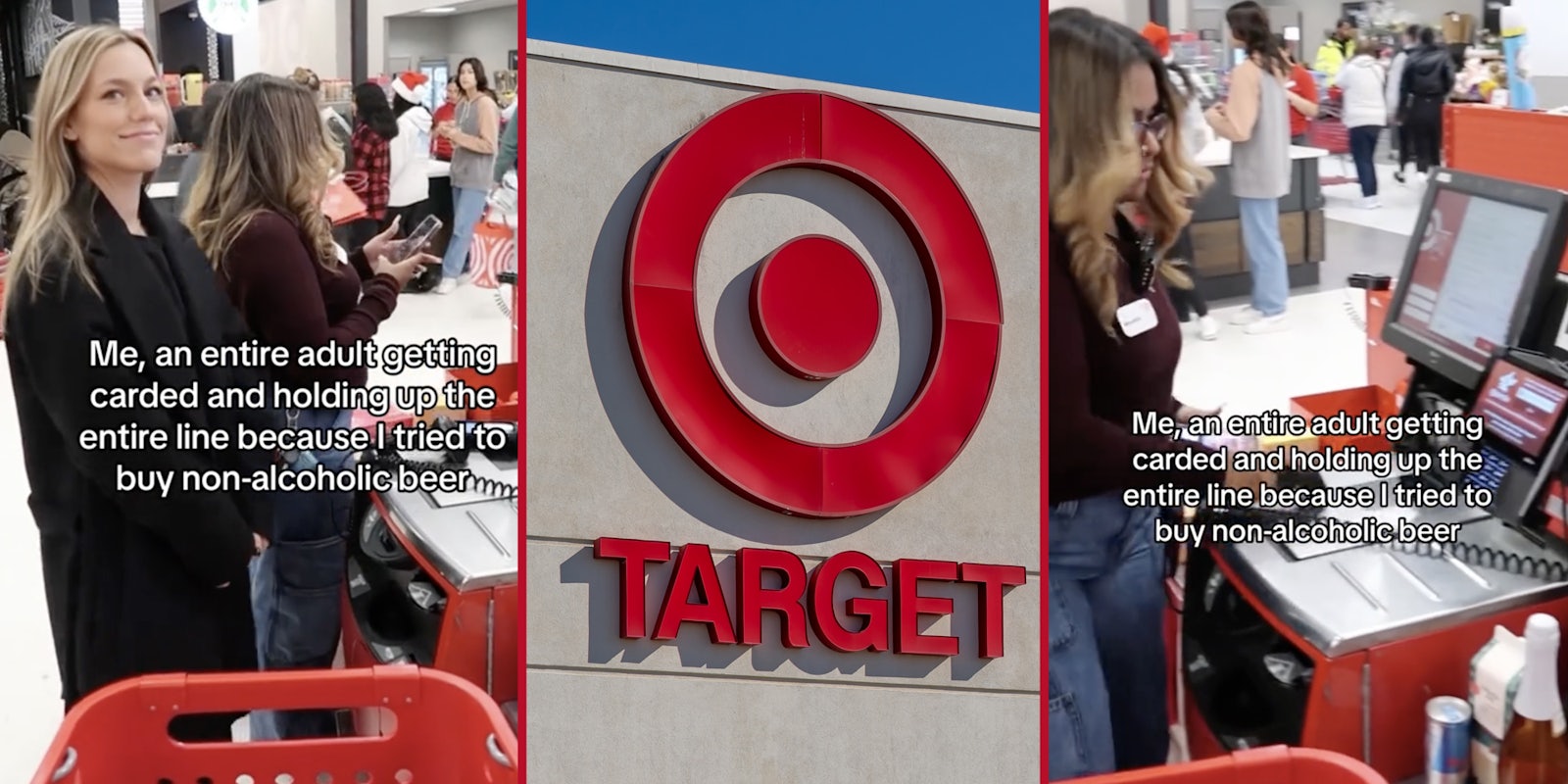 Women at register(l+r), Target logo(c)