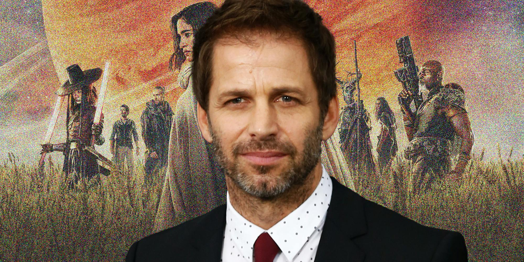 Zack Snyder in front of Rebel Moon poster