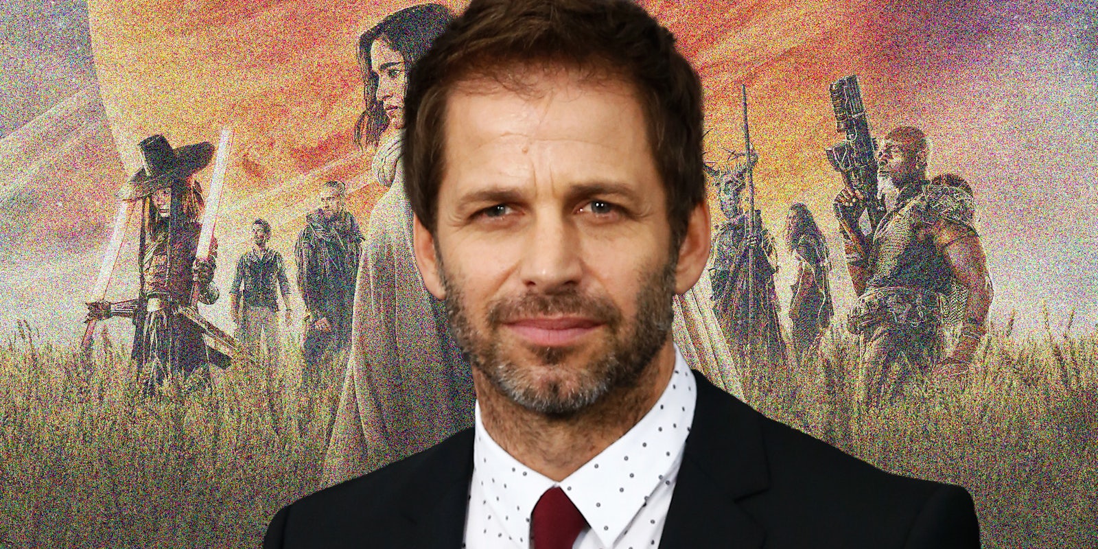 Zack Snyder in front of Rebel Moon poster