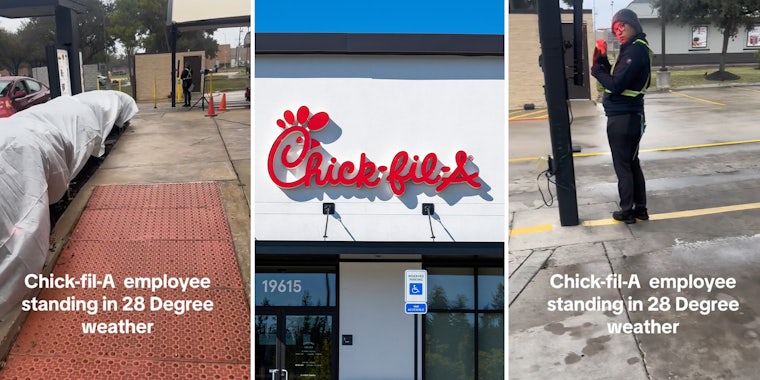 Customer calls out Chick-fil-A for making worker stand outside in 28-degree weather