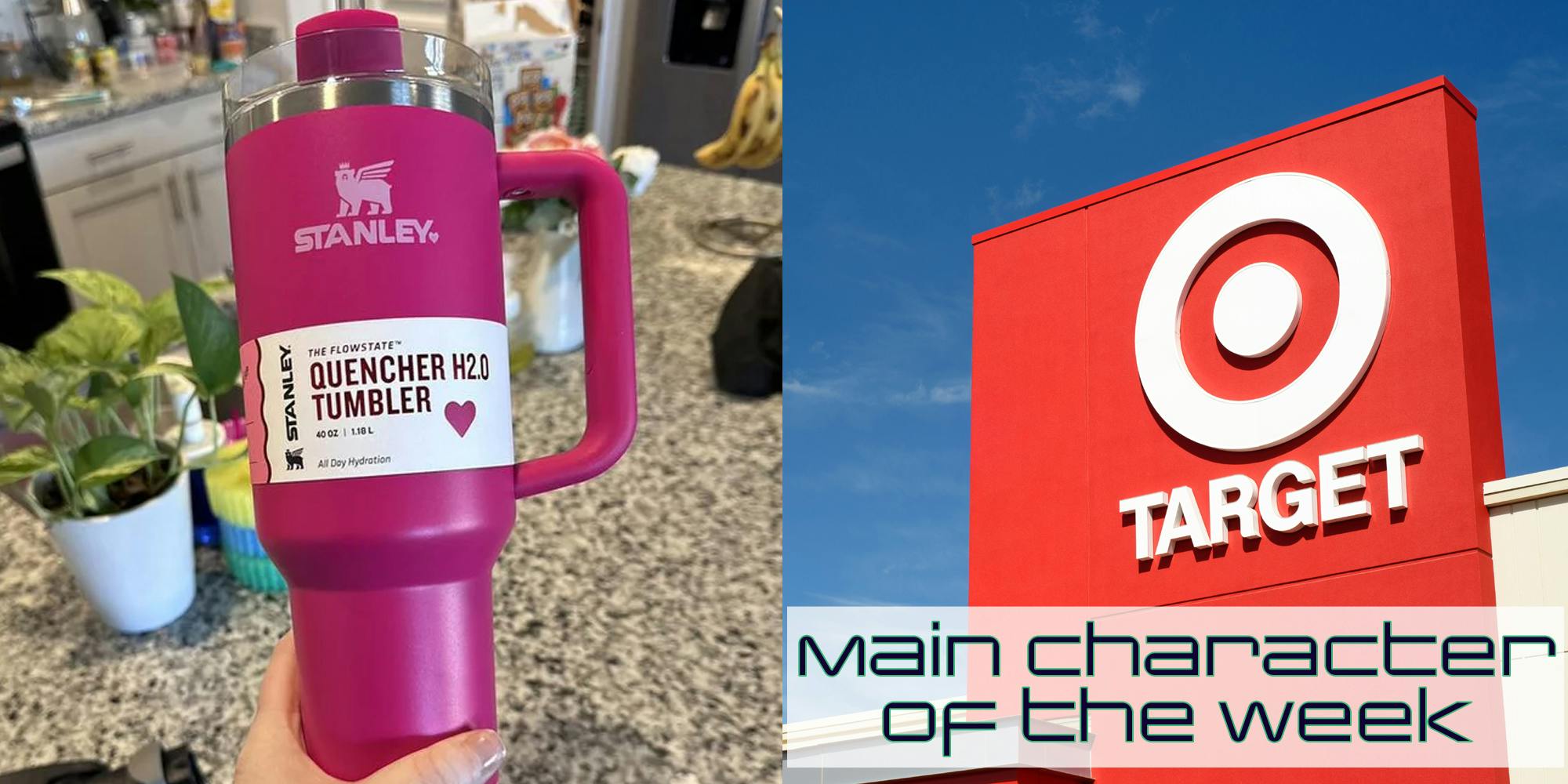 A Stanley Cup and a Target building. In the bottom right corner is text that says 'Main Character of the Week' in the Daily Dot newsletter web_crawlr font.