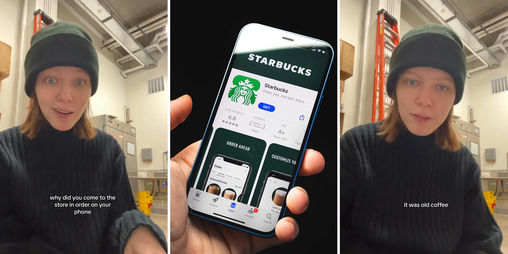 The barista invites customers to place orders via mobile phone right in front of her