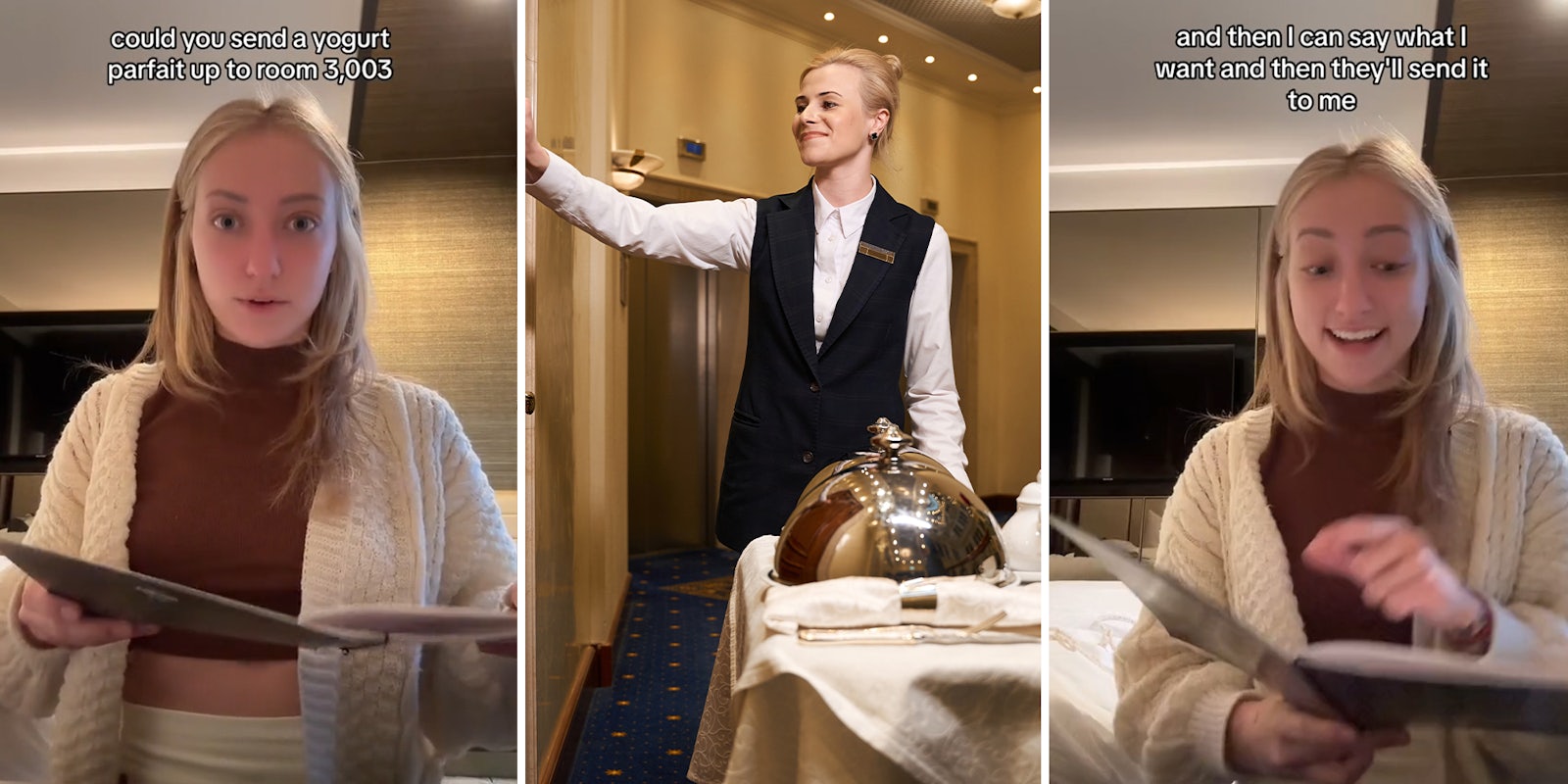 Autistic woman shows what happens when she orders room service for the first time