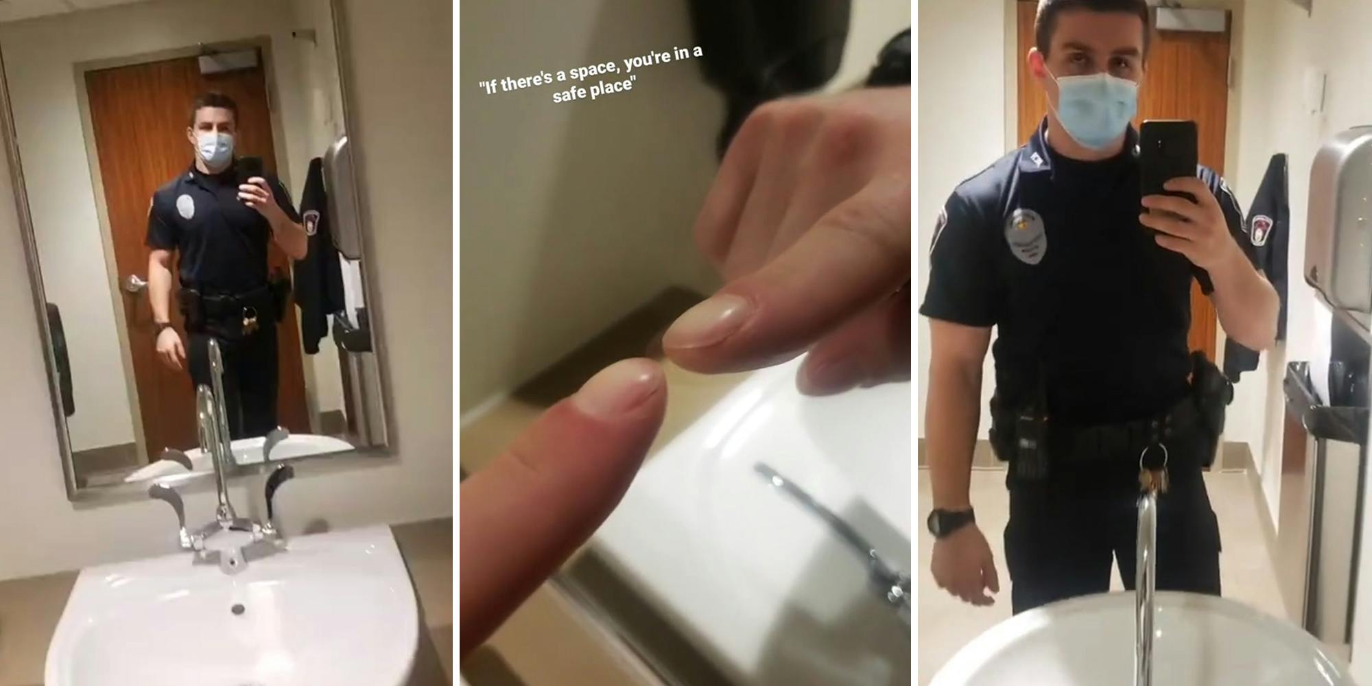 A police officer reveals a two-way mirror detection trick