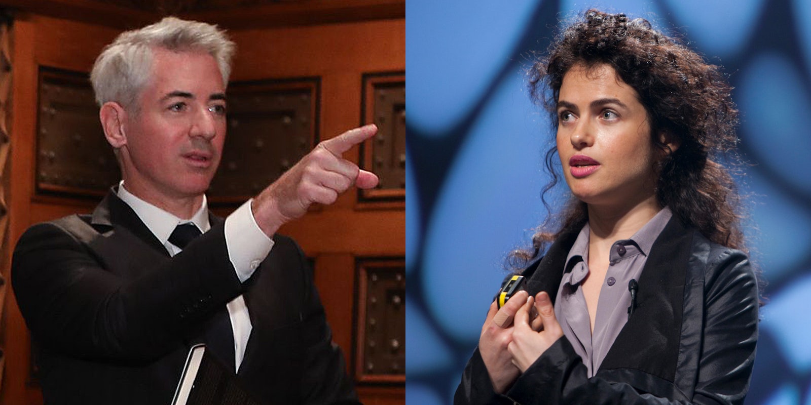 Bill Ackman pointing (l) Neri Oxman (r)