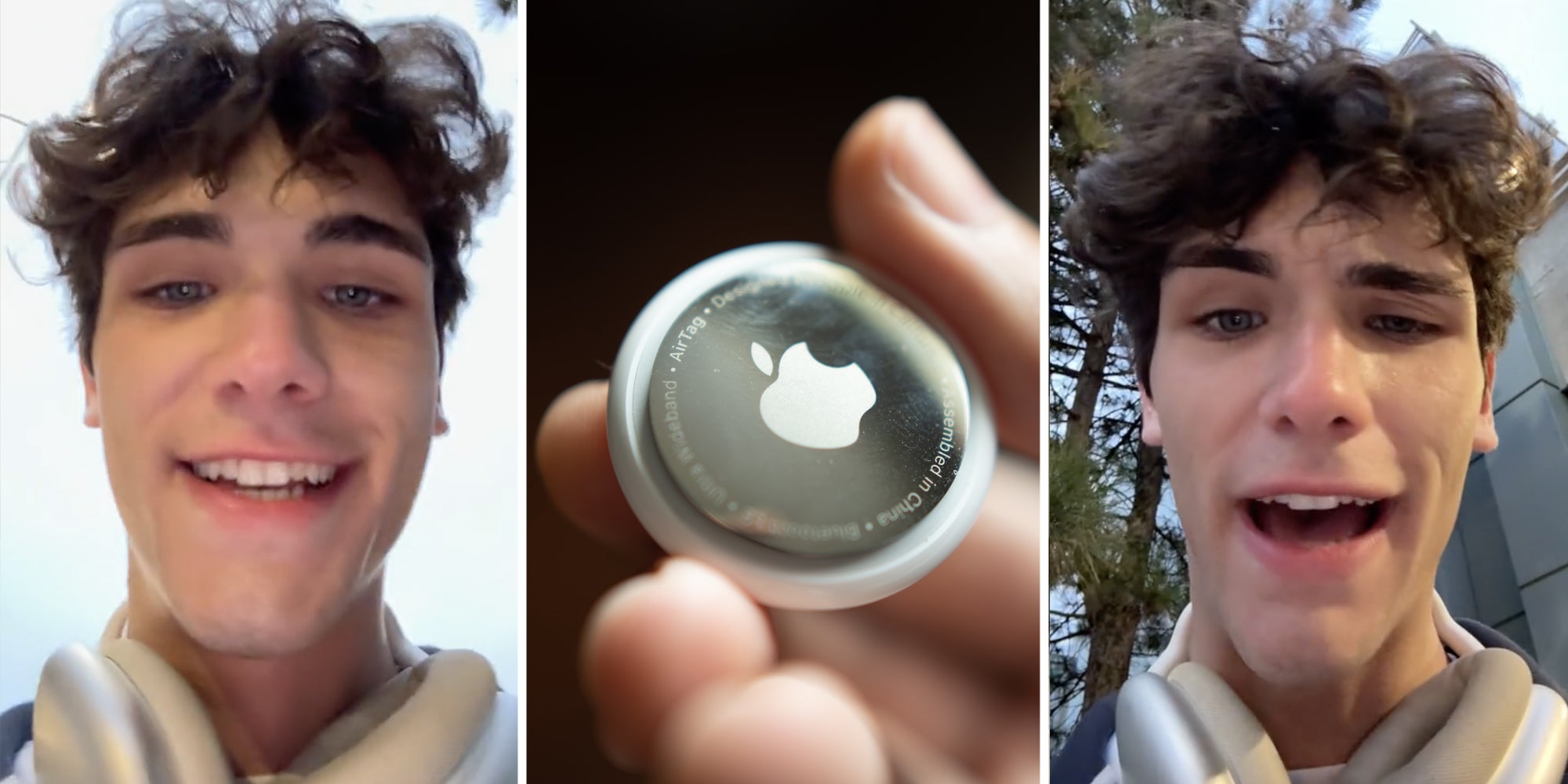 Man talking(l+r), Airtag(c)