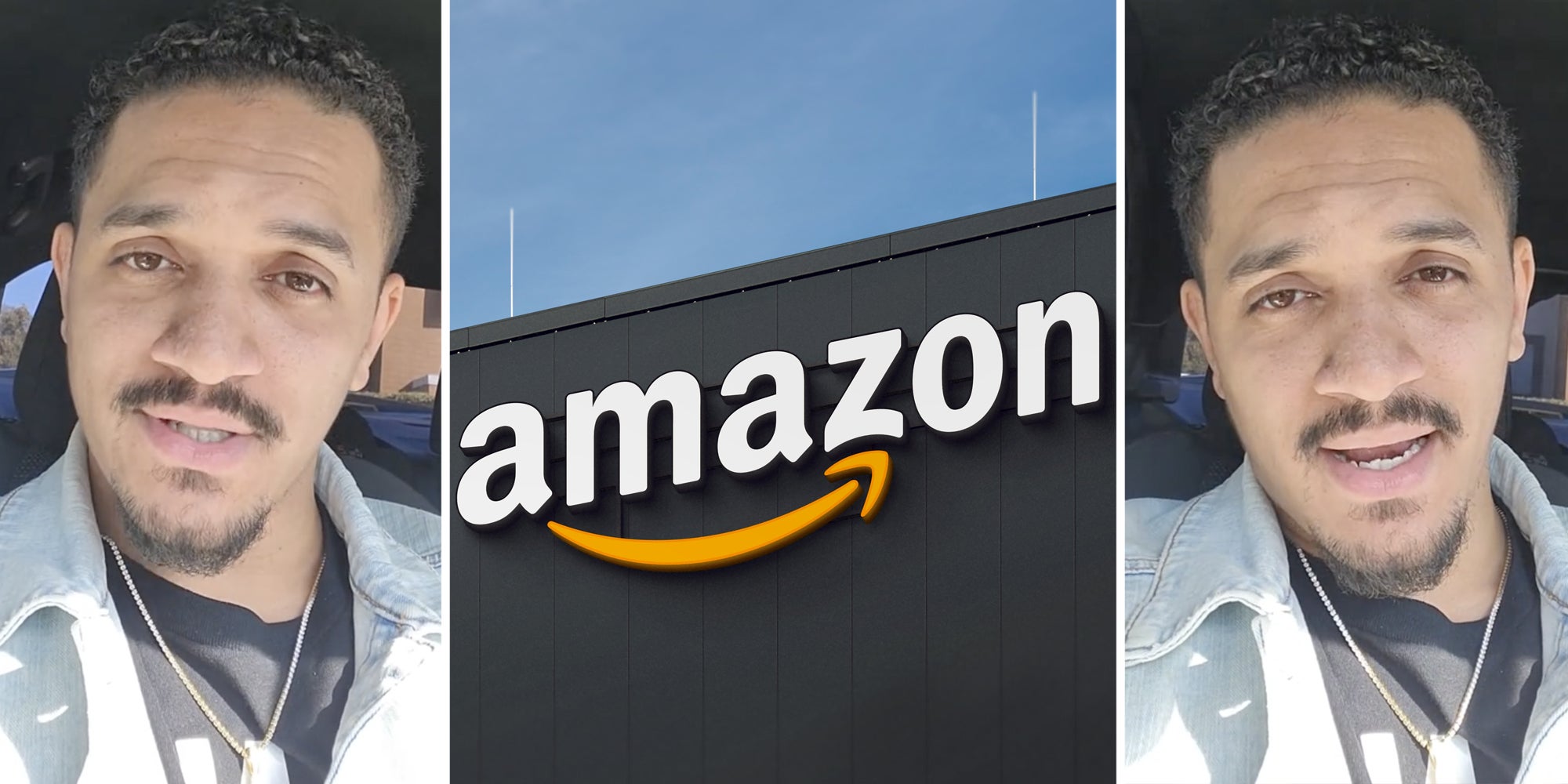 Man talking(l+r), Amazon HQ(c)