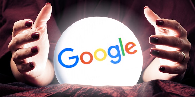 Fortune Teller's Hands with google logo