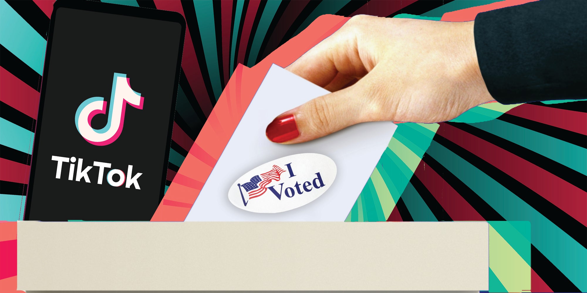 Someone voting with a phone with tiktok on it in the background