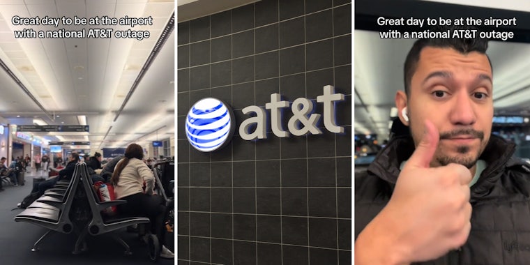 Traveler is stuck at airport during national AT&T, T-Mobile outage, says people can’t pull tickets up