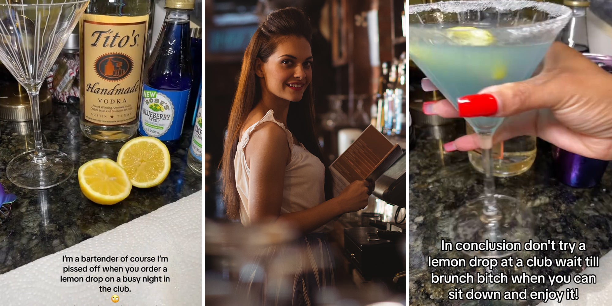 bartender slams customers who order lemon drops