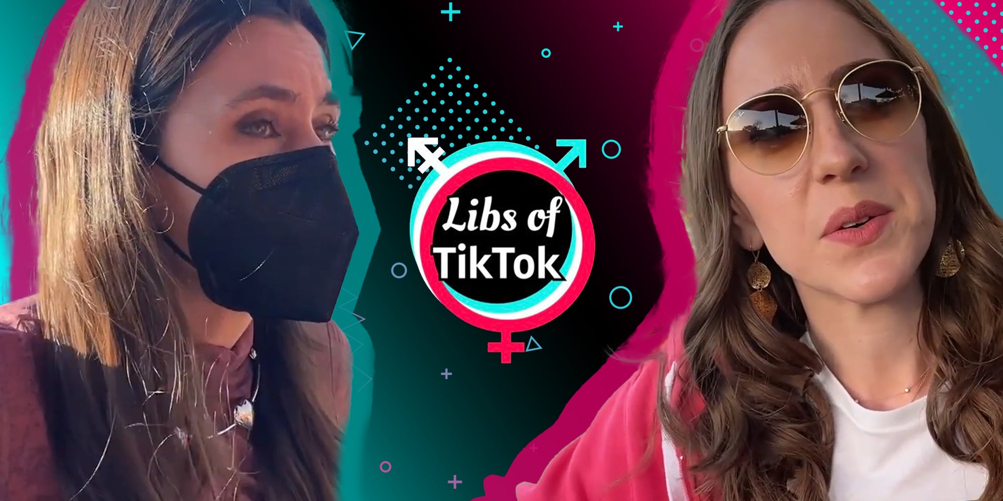 taylor lorenz and chaya rachaik next to libsoftiktok logo