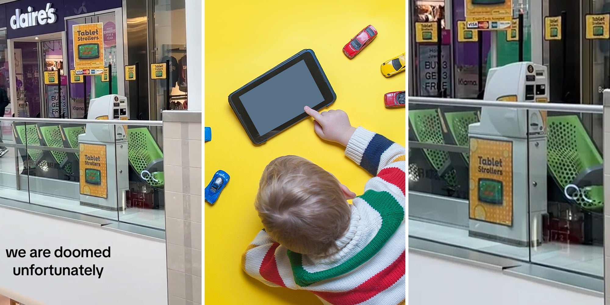 Mall shopper shows ‘tablet strollers’ for kids, starting a debate