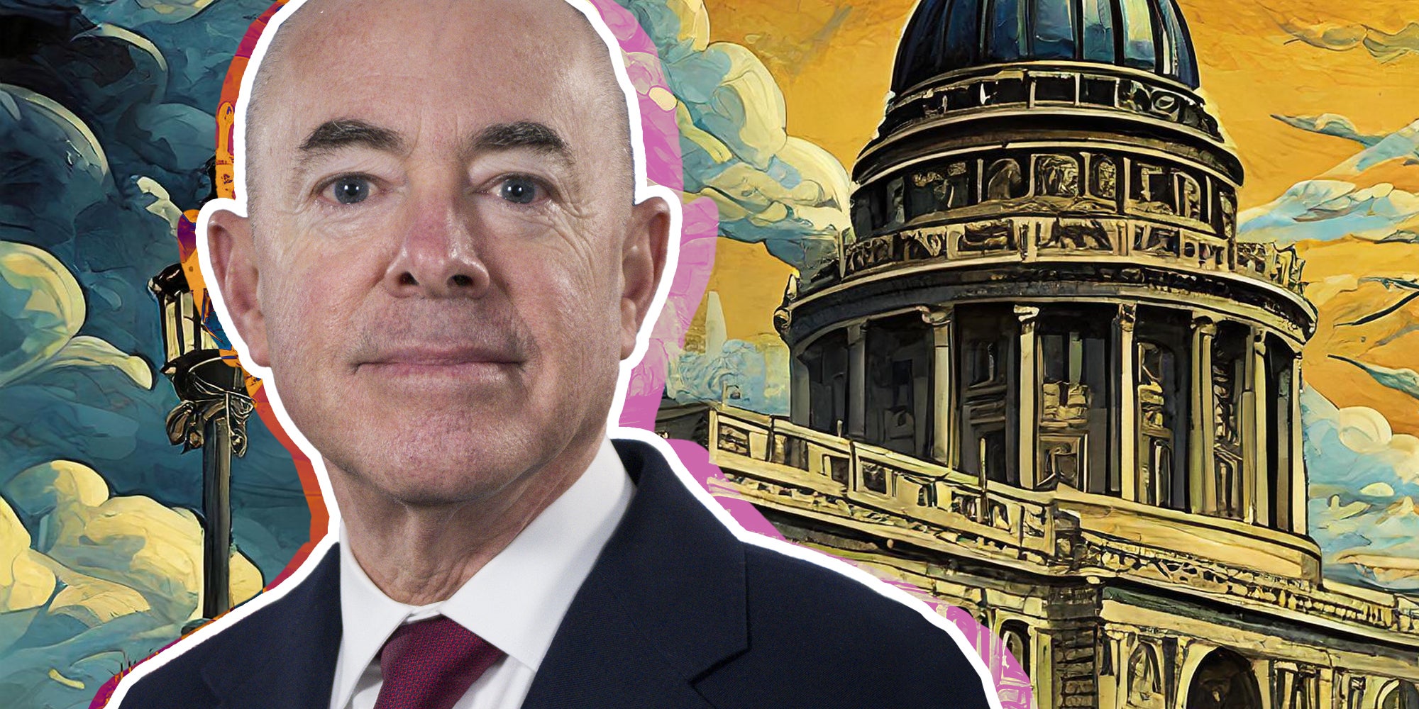 Secretary mayorkas with capital building in the background