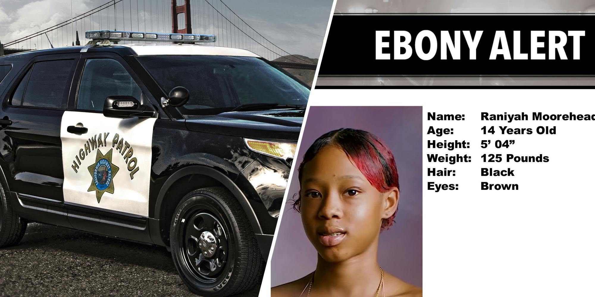 CHP vehicle(l), Ebony Alert(r)