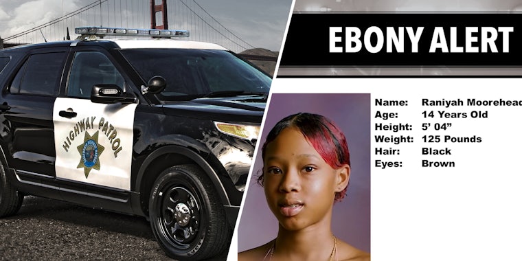 CHP vehicle(l), Ebony Alert(r)