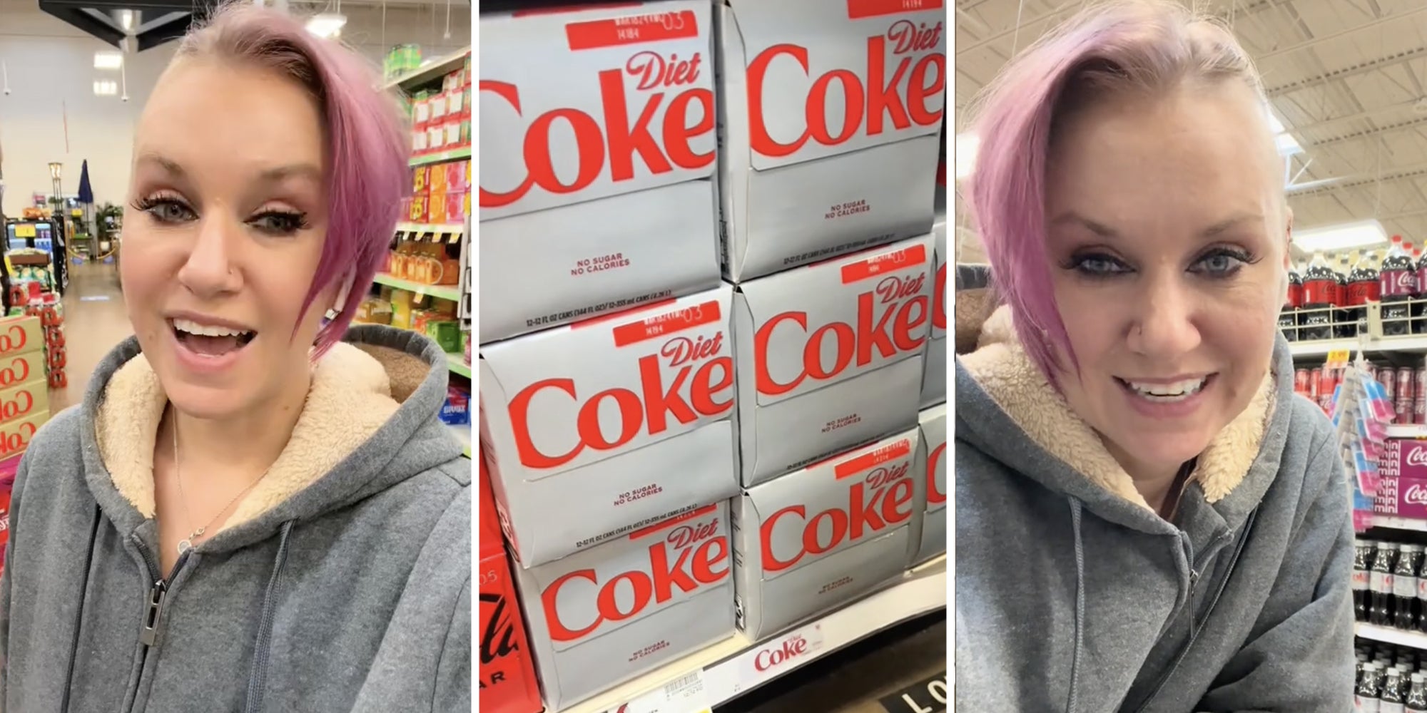 Woman talking (l+r), a Diet Coke can (c)