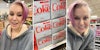 Woman talking(l+r), Boxes of Diet coke cans(c)