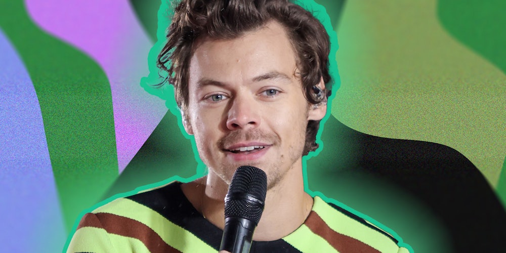 Harry Styles against abstract background