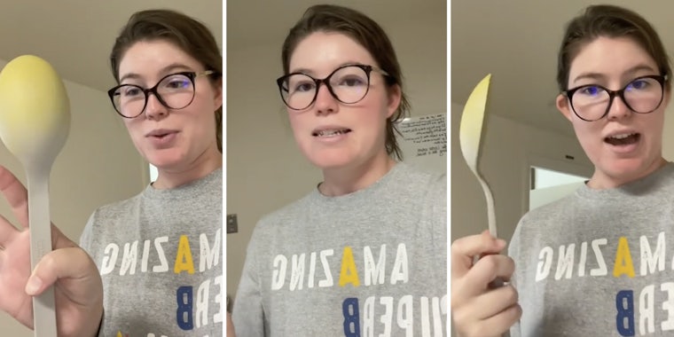 Woman with spoon three split