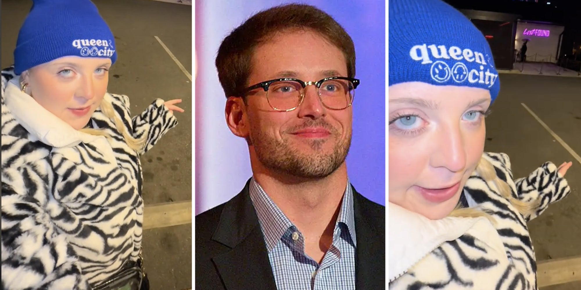 Woman pointing to parking spots(l), Jeramey Lutinkski(c)