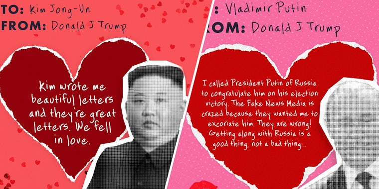 Valentines of Kim Jong-Un and Vladimir Putin