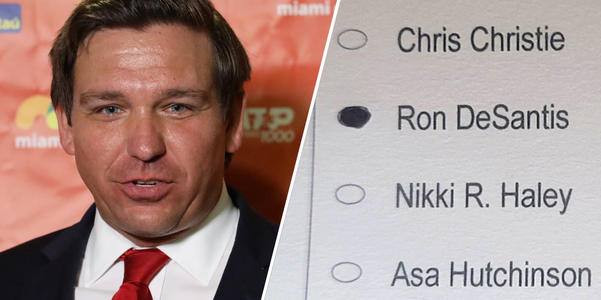 Ron DeSantis(l), Ballot(r)