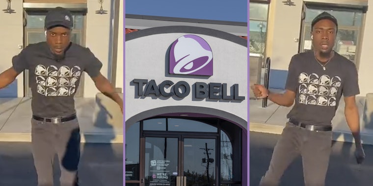 Man dancing(l+r), Taco Bell(c)
