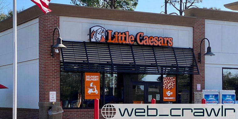A Little Caesars location. The Daily Dot newsletter web_crawlr logo is in the bottom right corner.