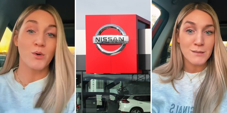 Nissan driver takes her car in. But the mechanic says he’s not allowed to work on it