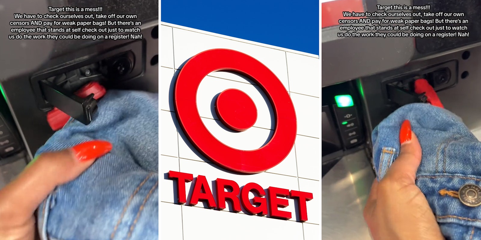 Target shopper considers applying after having to remove her own security tag at self-checkout