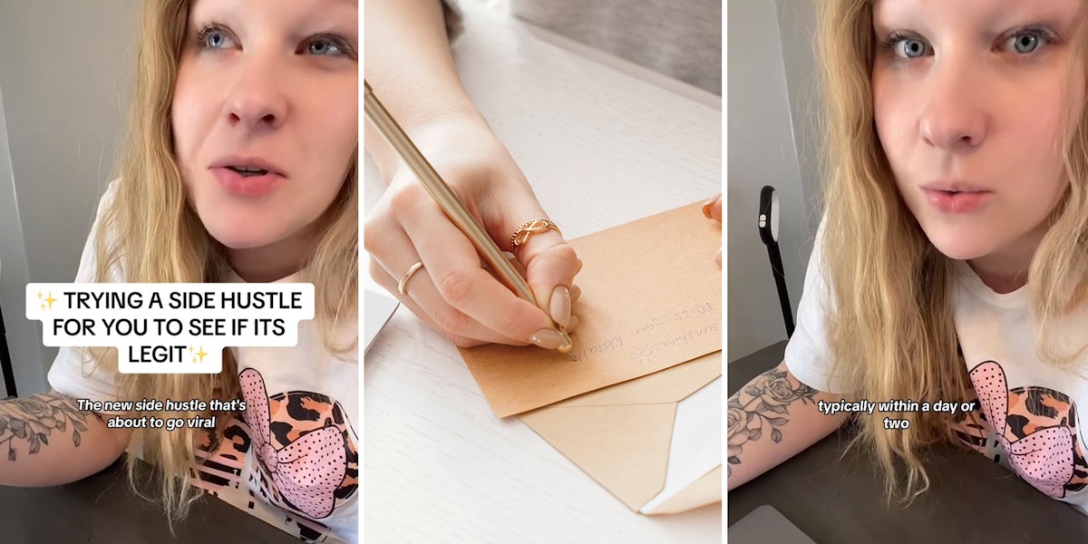 Woman tries out new side hustle, says all you have to do is handwrite letters for $5 a piece