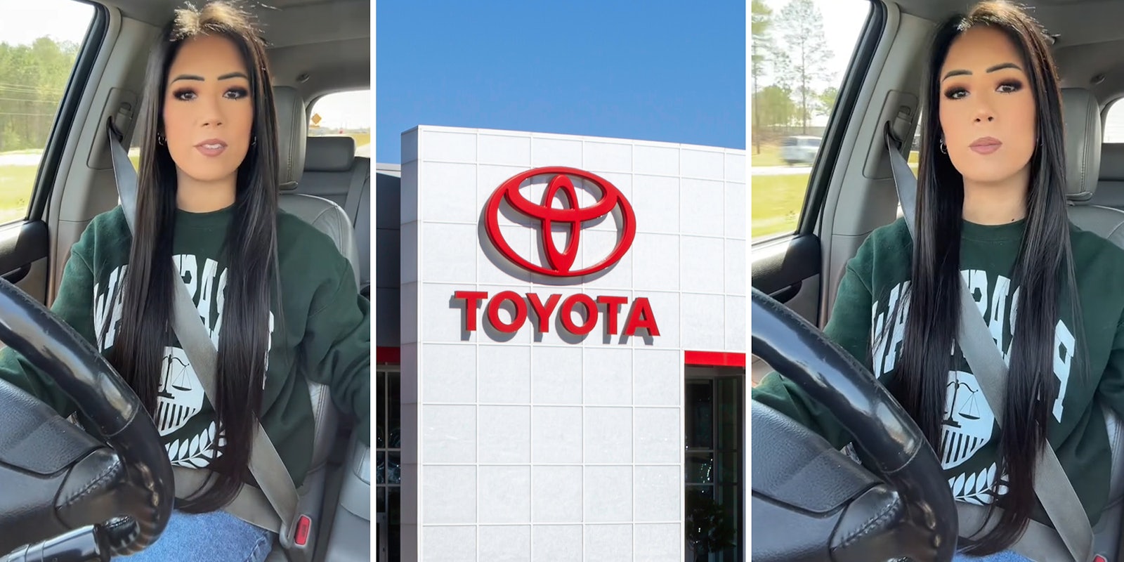 Woman goes to Toyota dealership by herself for Camry or Corolla.