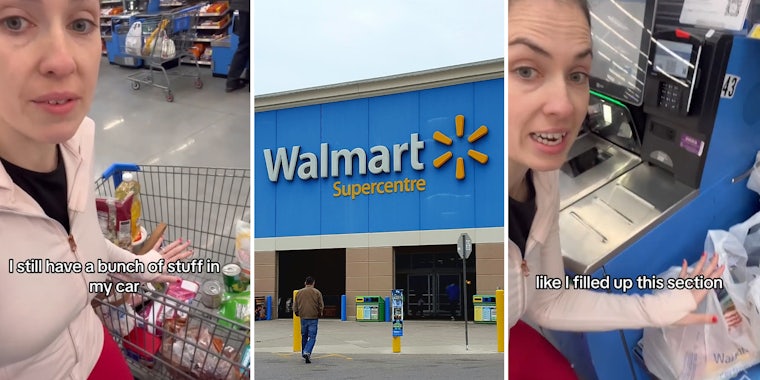 Walmart shopper says she has no room for groceries at self-checkout