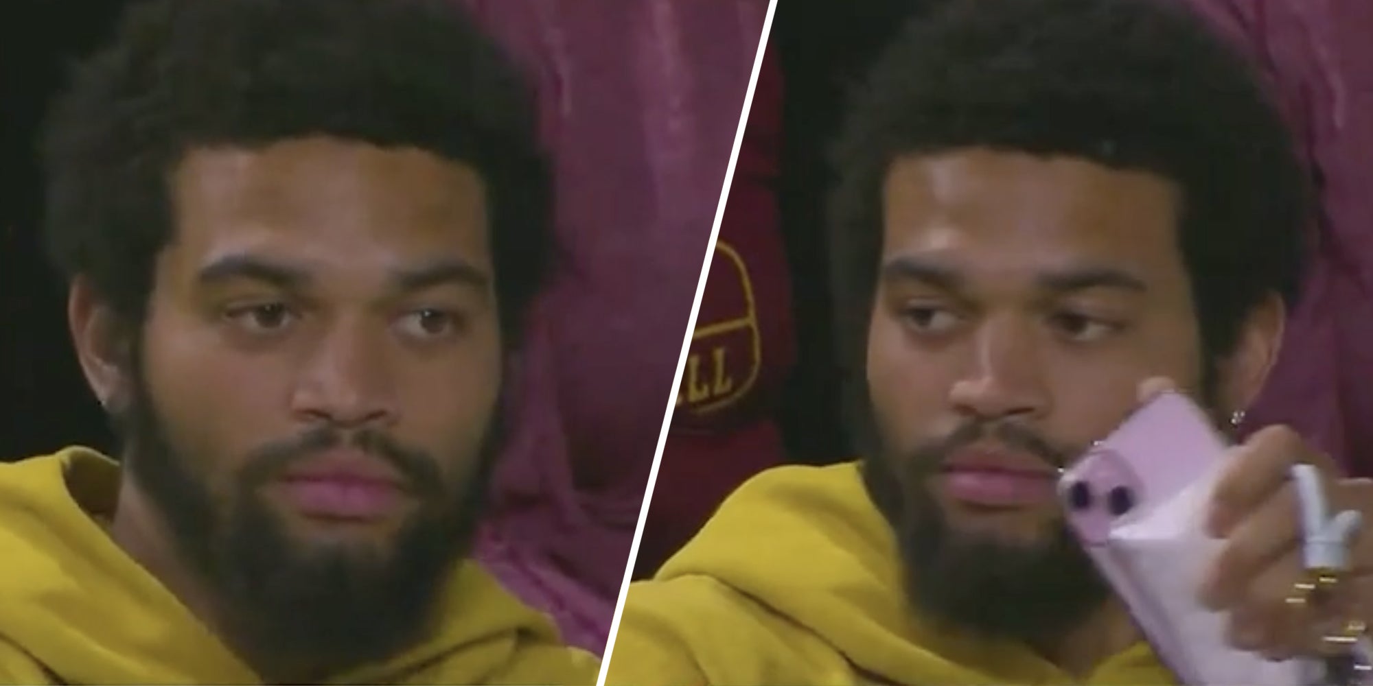 Caleb Williams(l), Caleb Williams with his phone(r)