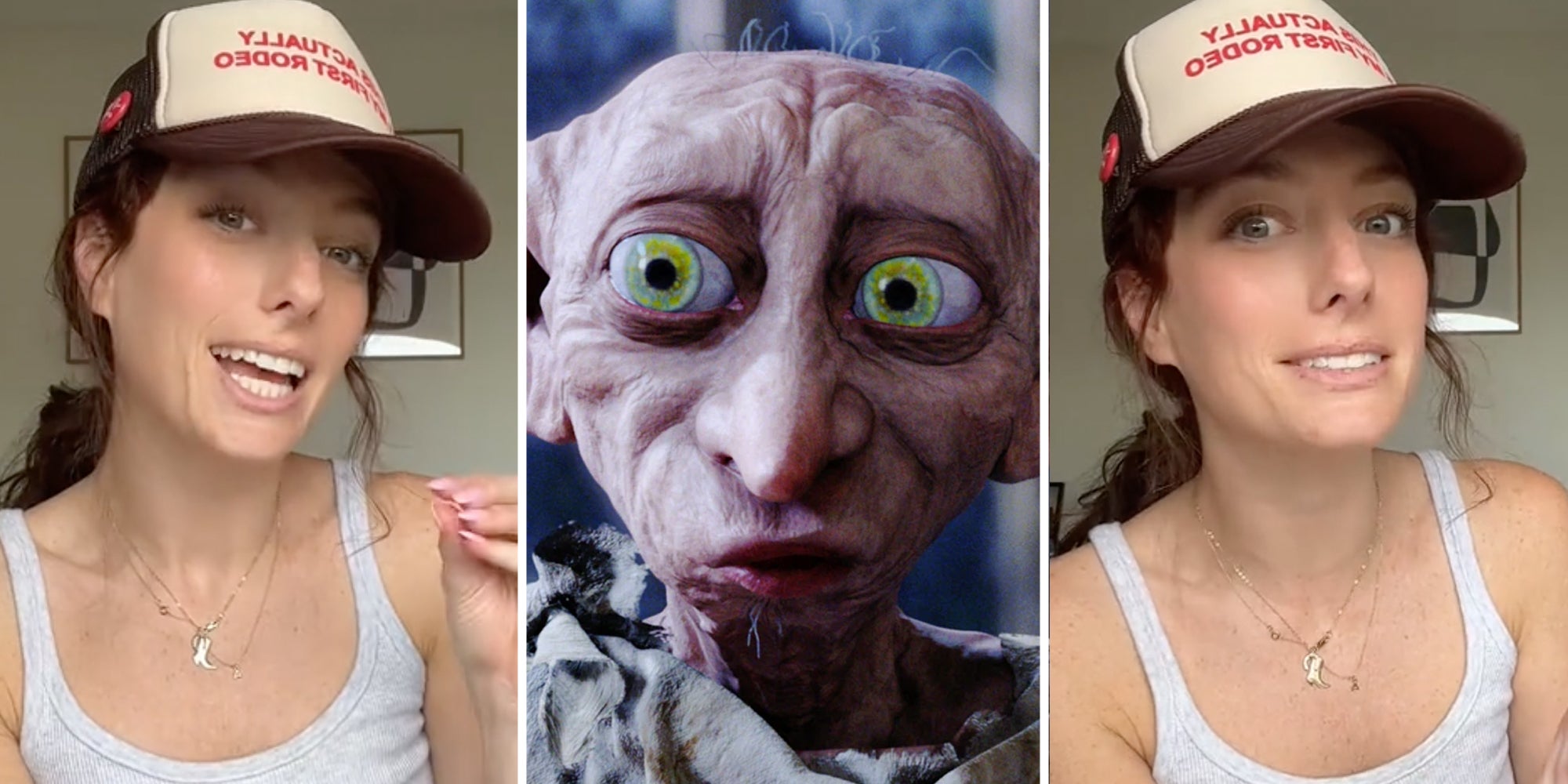 Woman talking(l+r), Dobby(c)