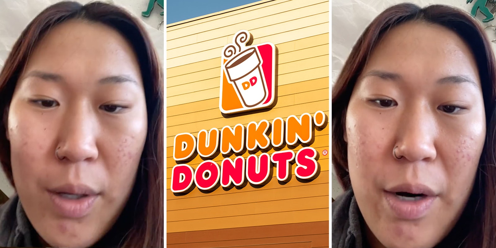 Woman talking(l+r), Dunkin Donuts(c)