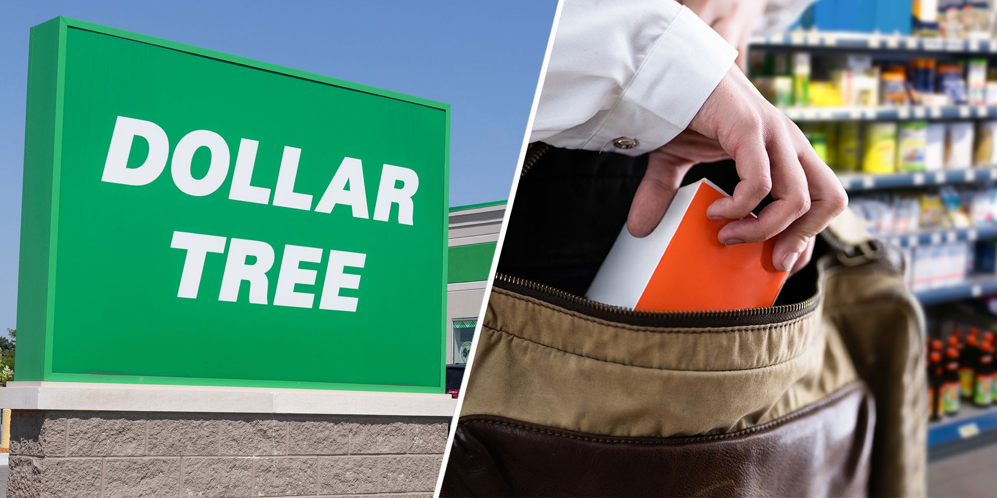 Dollar Tree(l), Someone shoplifting(R)