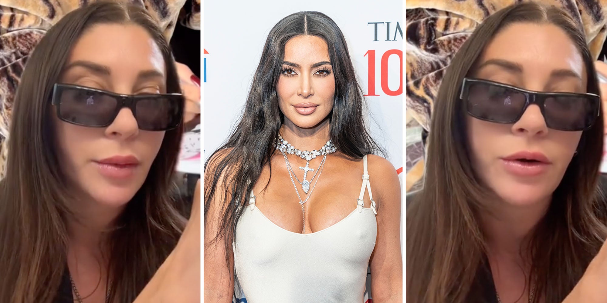 Woman talking(l+r), Kim Kardashian(c)