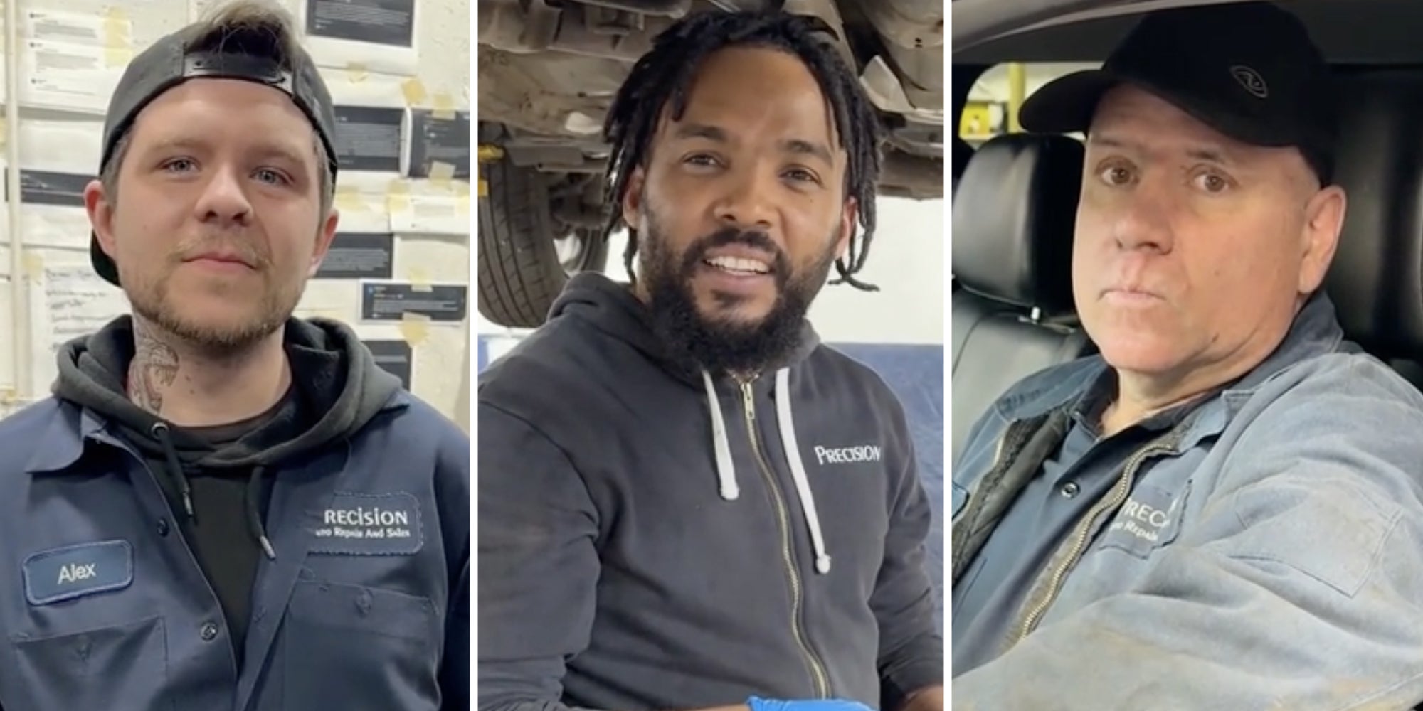 Three male mechanics (three split)