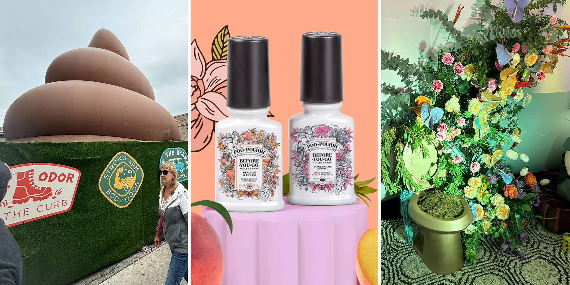poo-pourri at SXSW 2024;Giant inflatable; toilet display growing plants