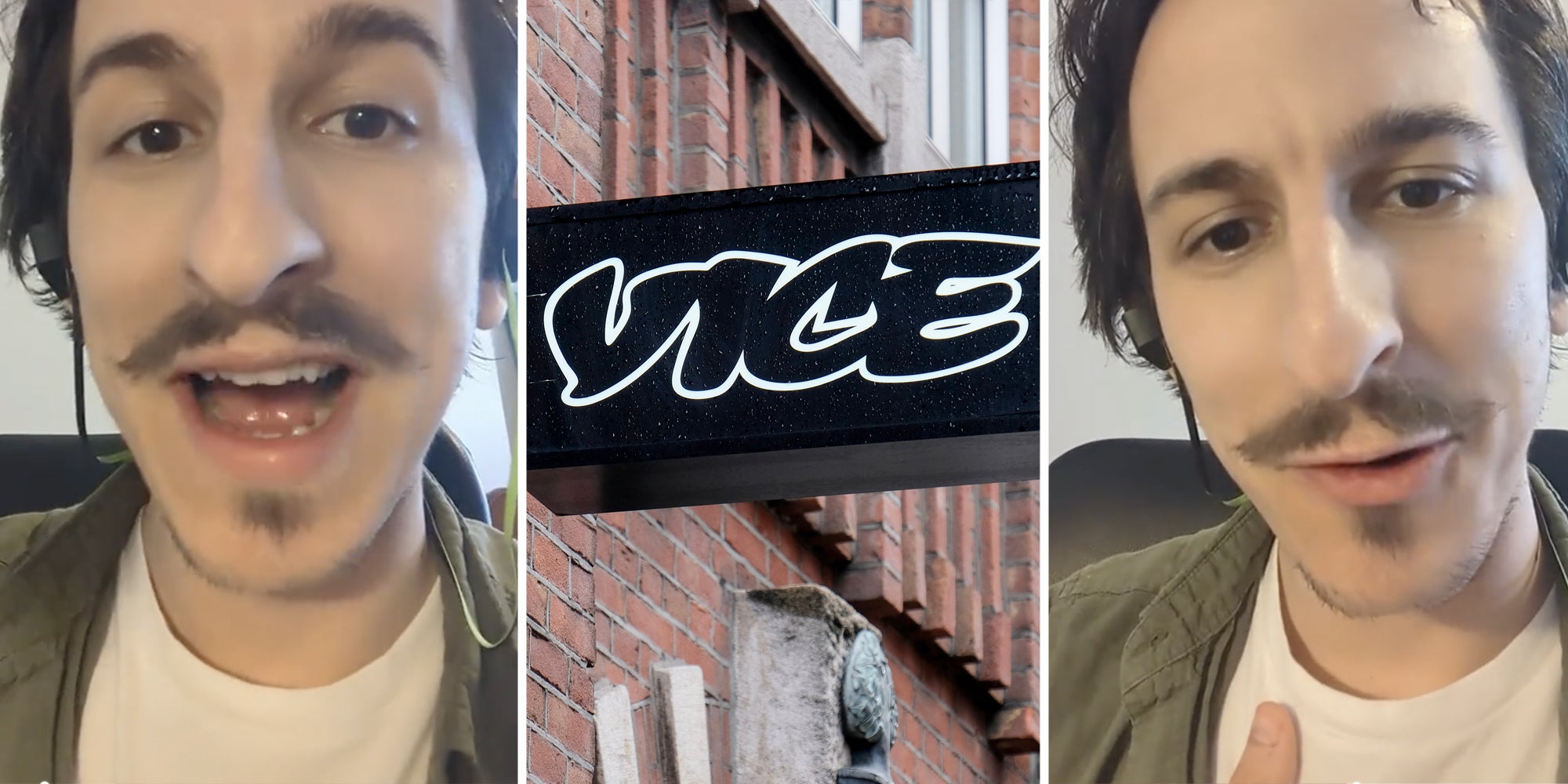 Man talking(l+r), Vice sign(c)