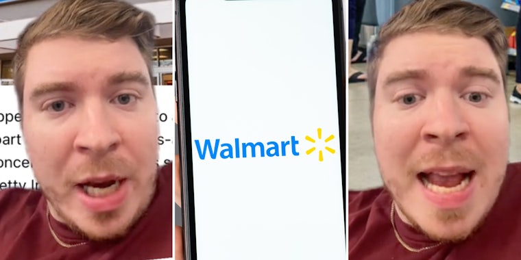 Man talking(l+r), Walmart app(c)