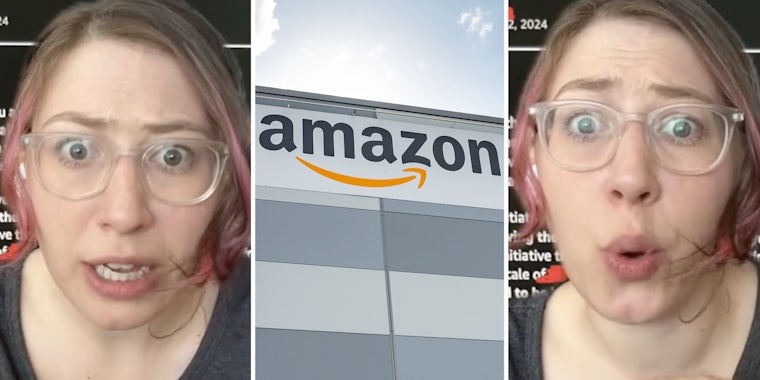 Woman talking(l+r), Amazon HQ(c)