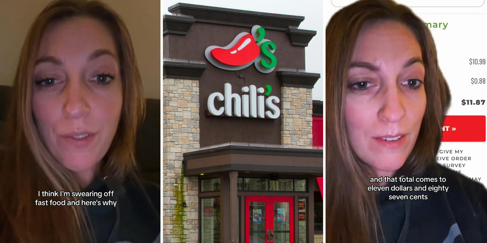 Woman’s meal at McDonald’s costs $12.29. She gets a similar meal at Chili’s for $11.87