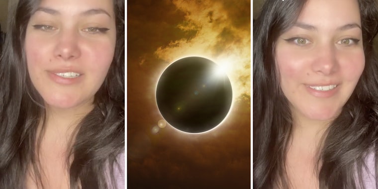 Woman talking(l+r), Eclipse(c)